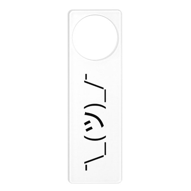 Shrug Emoticon ¯\_(ツ)_/¯ Japanese Kaomoji Door Hanger (Front)