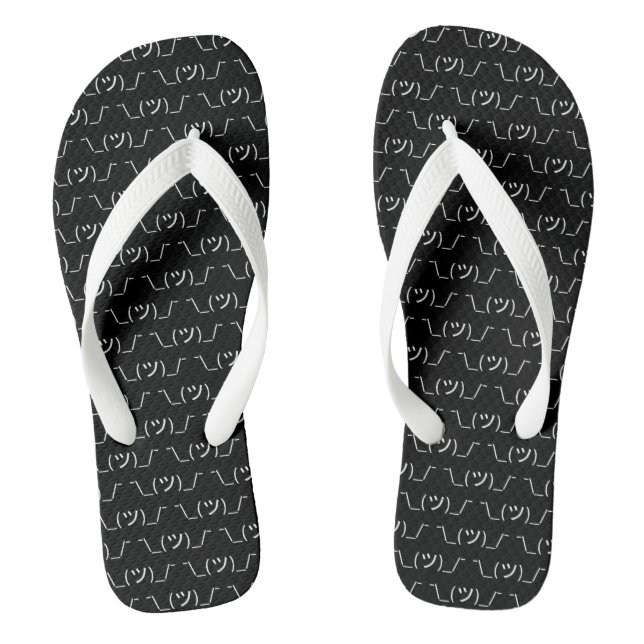 Shrug Emoticon ¯\_(ツ)_/¯ Japanese Kaomoji Flip Flops (Footbed)