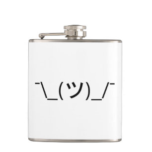 Shrug Emoticon ¯\_(ツ)_/¯ Japanese Kaomoji Hip Flask