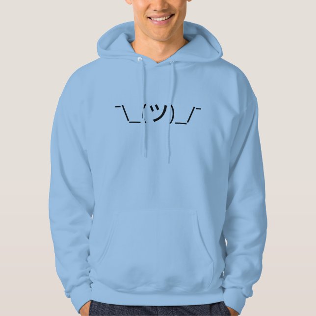 Shrug Emoticon ¯\_(ツ)_/¯ Japanese Kaomoji Hoodie (Front)