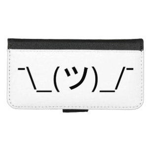Shrug Emoticon ¯\_(ツ)_/¯ Japanese Kaomoji iPhone 8/7 Wallet Case