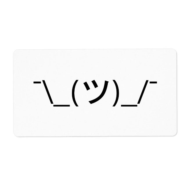 Shrug Emoticon ¯\_(ツ)_/¯ Japanese Kaomoji Label (Front)