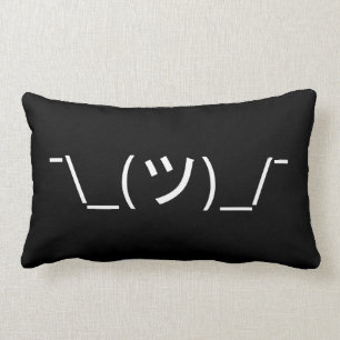 Shrug Emoticon ¯\_(ツ)_/¯ Japanese Kaomoji Lumbar Pillow