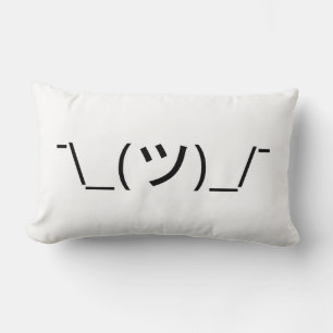 Shrug Emoticon ¯\_(ツ)_/¯ Japanese Kaomoji Lumbar Pillow