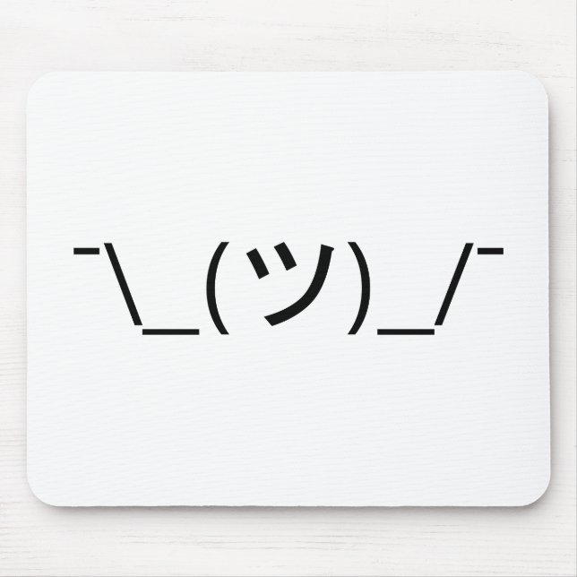 Shrug Emoticon ¯\_(ツ)_/¯ Japanese Kaomoji Mouse Pad (Front)