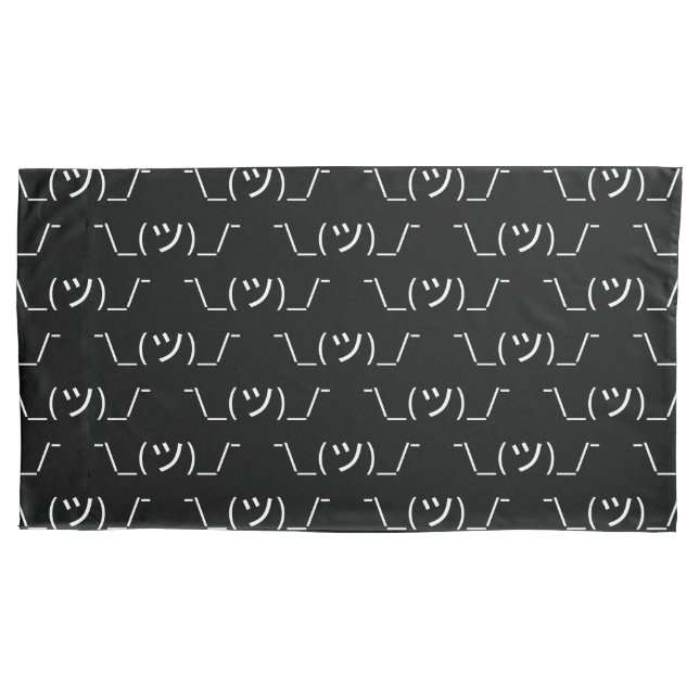 Shrug Emoticon ¯\_(ツ)_/¯ Japanese Kaomoji Pillow Case (Front-Left)
