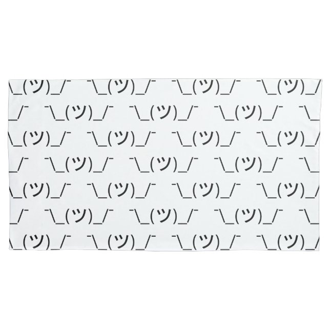 Shrug Emoticon ¯\_(ツ)_/¯ Japanese Kaomoji Pillow Case (Front-Left)