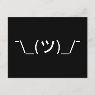 Shrug Emoticon ¯\_(ツ)_/¯ Japanese Kaomoji Postcard