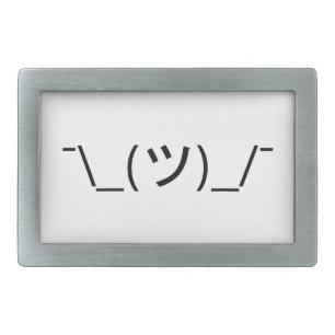 Shrug Emoticon ¯\_(ツ)_/¯ Japanese Kaomoji Rectangular Belt Buckle