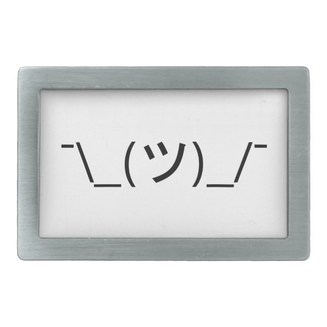 Shrug Emoticon ¯\_(ツ)_/¯ Japanese Kaomoji Rectangular Belt Buckle (Front)