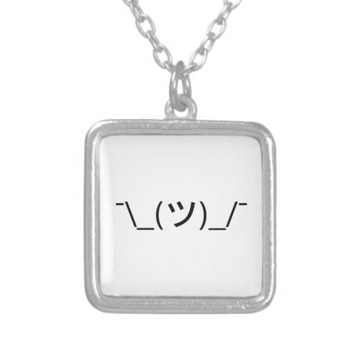 Shrug Emoticon _ツ_ Japanese Kaomoji Silver Plated Necklace