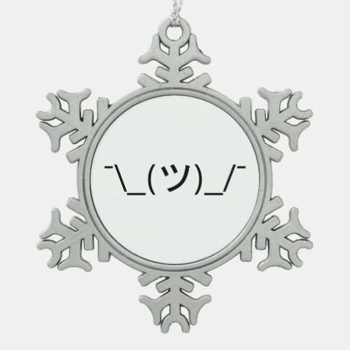 Shrug Emoticon _ツ_ Japanese Kaomoji Snowflake Pewter Christmas Ornament