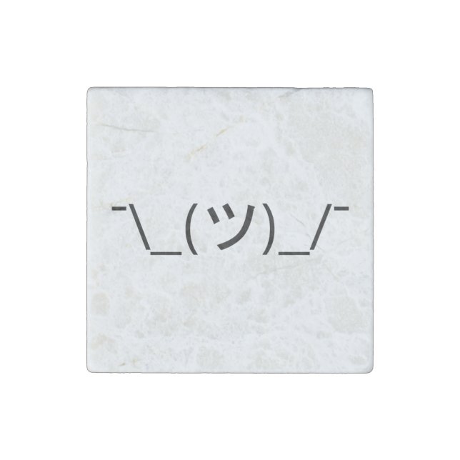 Shrug Emoticon ¯\_(ツ)_/¯ Japanese Kaomoji Stone Magnet (Front)