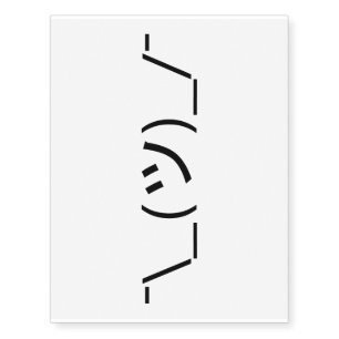Shrug Emoticon ¯\_(ツ)_/¯ Japanese Kaomoji Temporary Tattoos