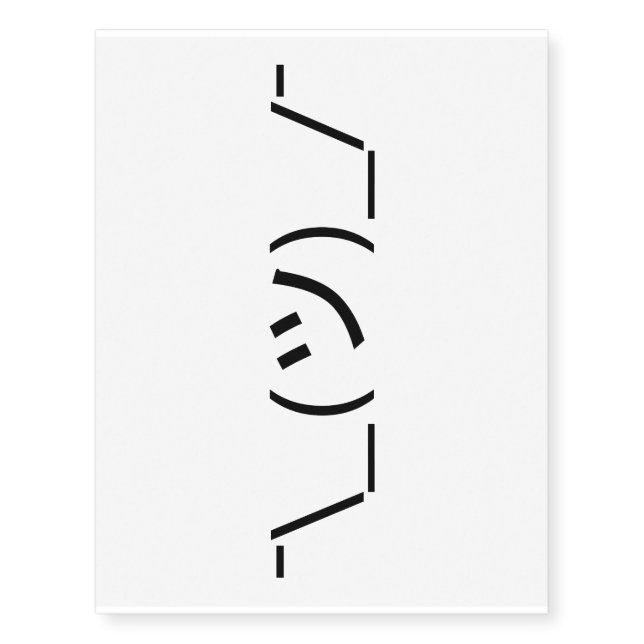 Shrug Emoticon ¯\_(ツ)_/¯ Japanese Kaomoji Temporary Tattoos (Front)