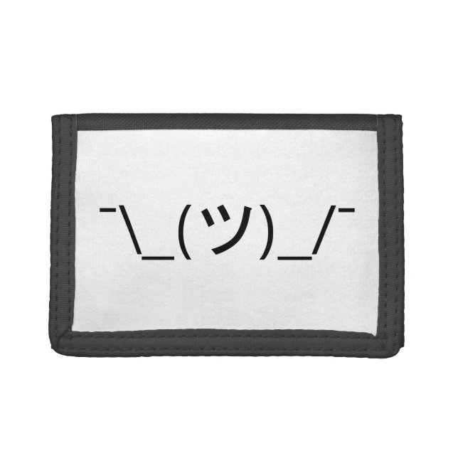 Shrug Emoticon ¯\_(ツ)_/¯ Japanese Kaomoji Tri-fold Wallet (Front)