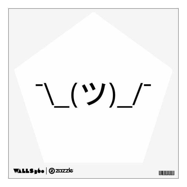 Shrug Emoticon ¯\_(ツ)_/¯ Japanese Kaomoji Wall Sticker (Front)