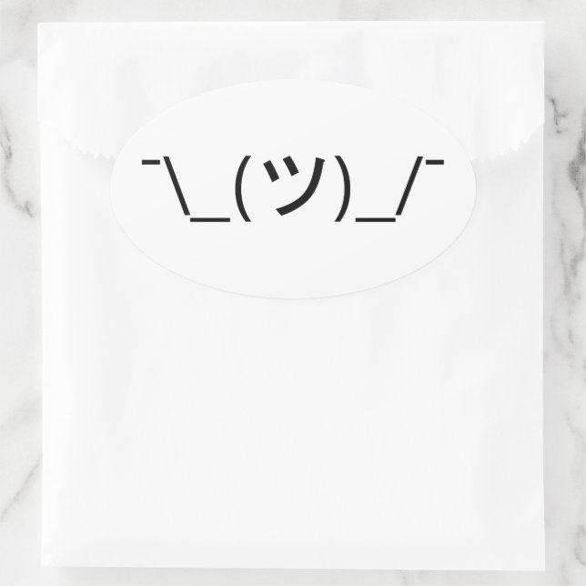 Shrug Emoticon ¯\_(ツ)_/¯ Japanese Kaomoji Oval Sticker | Zazzle