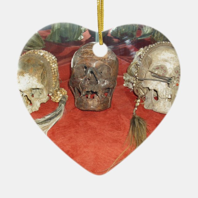 Shrunken Heads Voodoo Display Ceramic Ornament (Front)