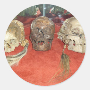 Shrunken Heads Voodoo Display Classic Round Sticker