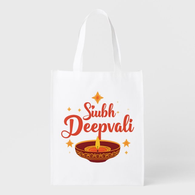 ✨ Shubh Deepavali | Traditional Diwali Rangoli | Grocery Bag (Front)