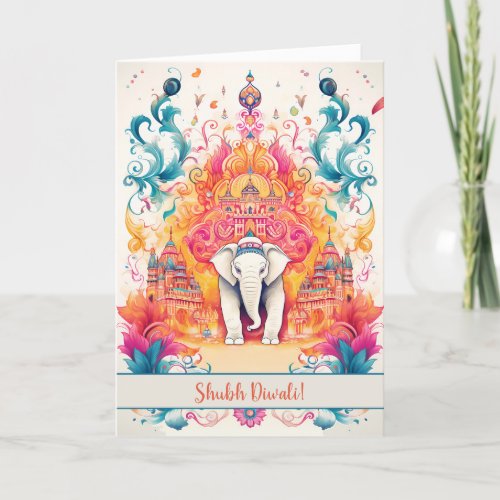  Shubh Diwali with Watercolor Elegance  Holiday Card