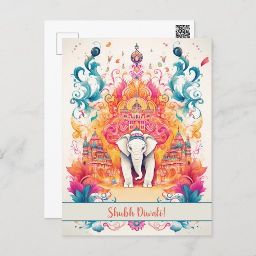  Shubh Diwali with Watercolor Elegance Holiday Postcard