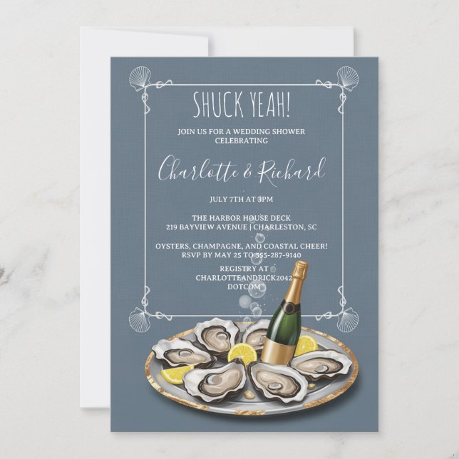 Shuck Yeah Oyster & Champagne Couples Wedding Show Invitation (Front)