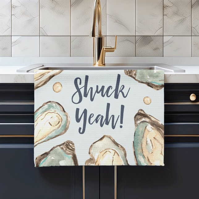 Shuck Yeah | Watercolor Pearl Oyster Kitchen Towel (Creator Uploaded)