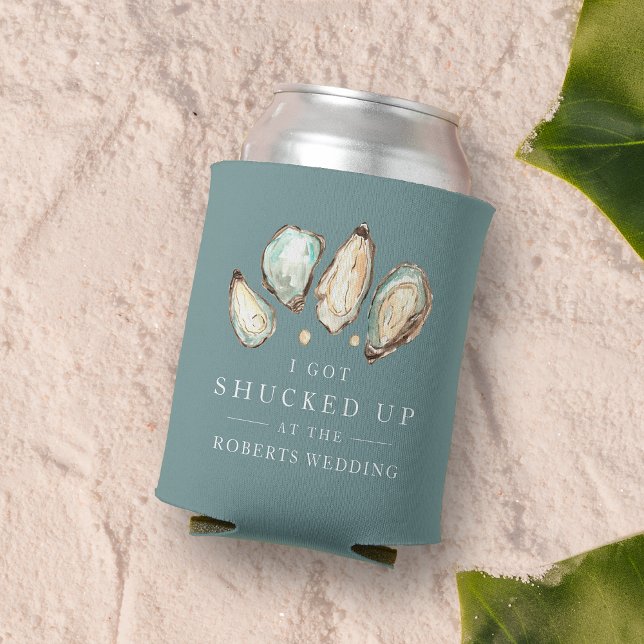 Shucked Up | Coastal Oyster Wedding Favor Can Cooler (Creator Uploaded)