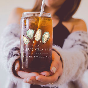 Shucked Up   Coastal Oyster Wedding Favor Can Glass
