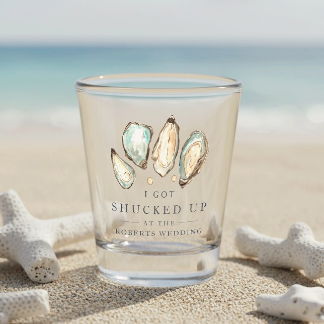 Shucked Up | Coastal Oyster Wedding Favor Shot Glass (Creator Uploaded)