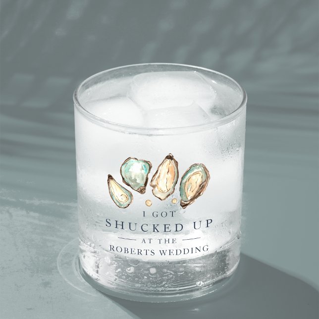 Shucked Up | Coastal Oyster Wedding Favor Whiskey Glass (Creator Uploaded)