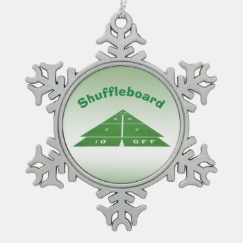Shuffleboard Green Pewter Snowflake Ornament by Bebops at Zazzle