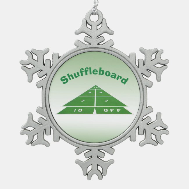 Shuffleboard Green Pewter Snowflake Ornament