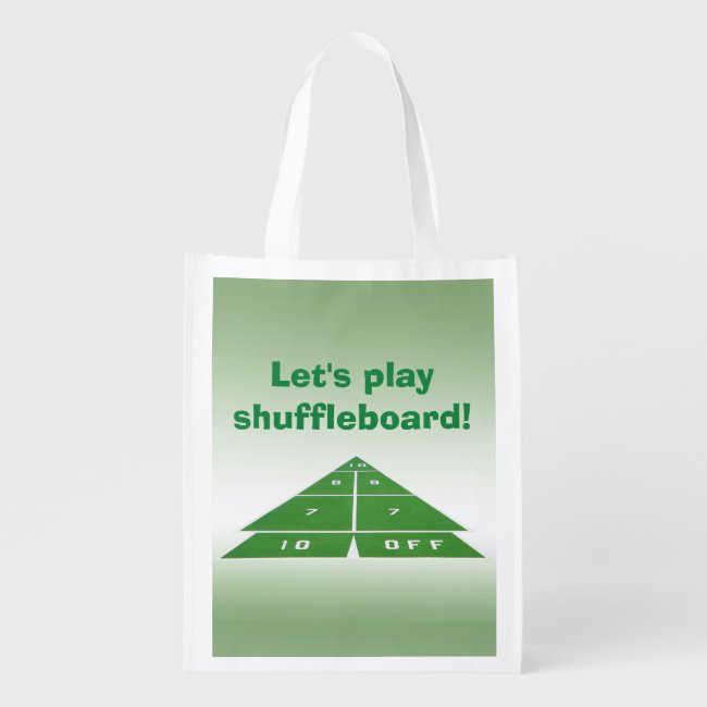 Shuffleboard Green Reusable Grocery Bag