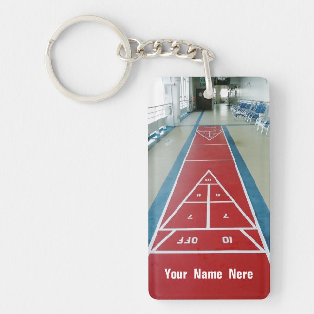 Shuffleboard on Board  Custom Keychain (Front)