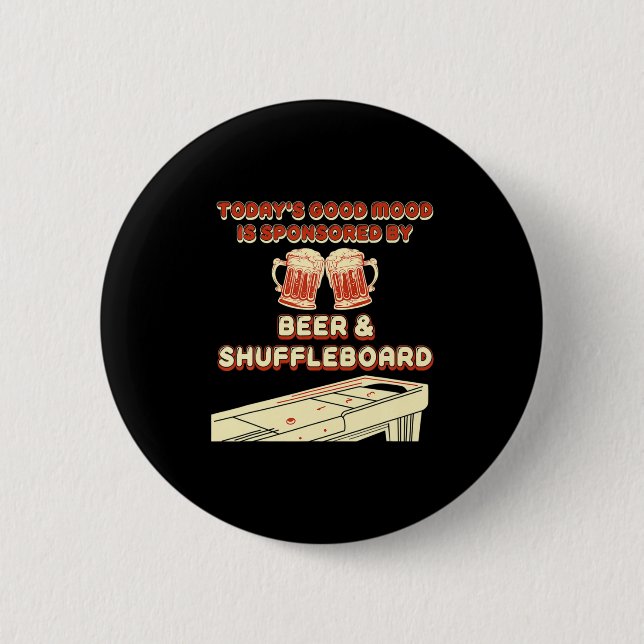 Shuffleboard Player Beer  Button (Front)