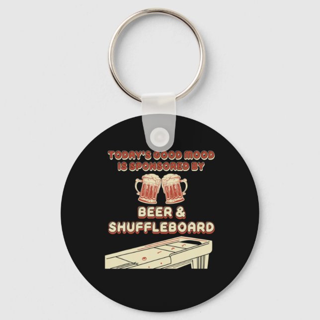 Shuffleboard Player Beer T Shirt  Keychain (Front)