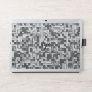 Shuffled small squares in tones of gray to clear HP laptop skin