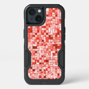 Shuffled small squares, tones of red or coral iPhone 13 case