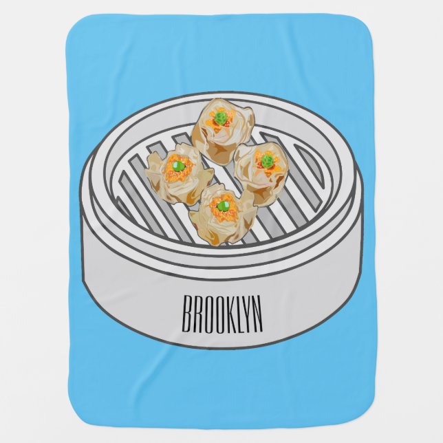 Shumai dim sum cartoon illustration baby blanket (Front)