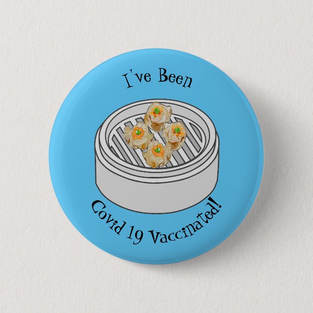 Shumai dim sum cartoon illustration button (Front)