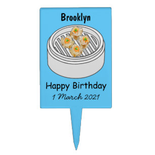 Shumai dim sum cartoon illustration cake topper