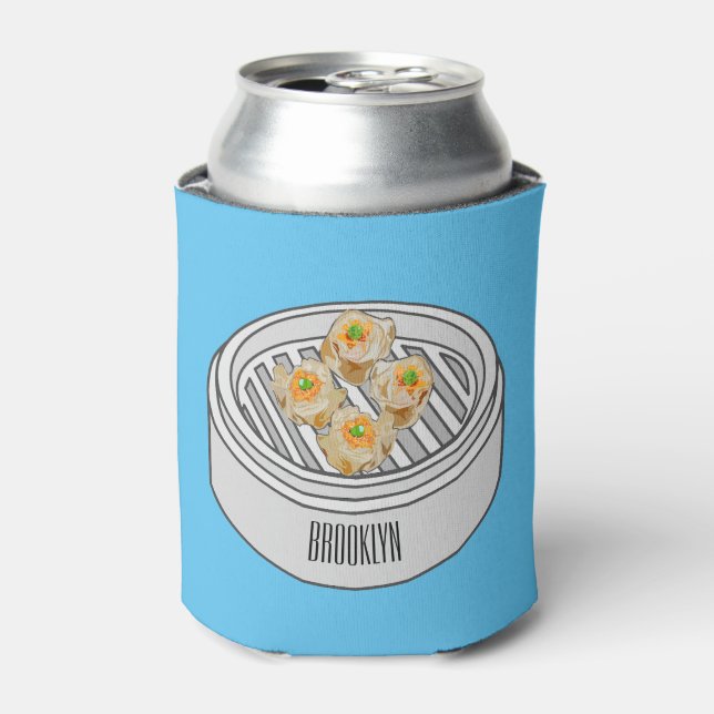 Shumai dim sum cartoon illustration can cooler (Can Front)
