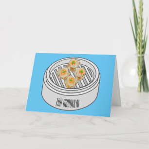 Shumai dim sum cartoon illustration card