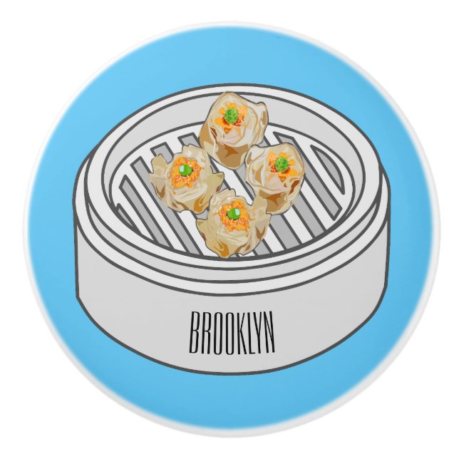 Shumai dim sum cartoon illustration ceramic knob (Front)