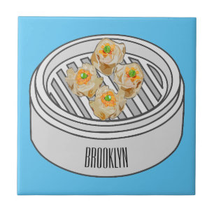 Shumai dim sum cartoon illustration ceramic tile