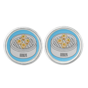 Shumai dim sum cartoon illustration cufflinks