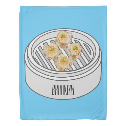 Shumai dim sum cartoon illustration duvet cover